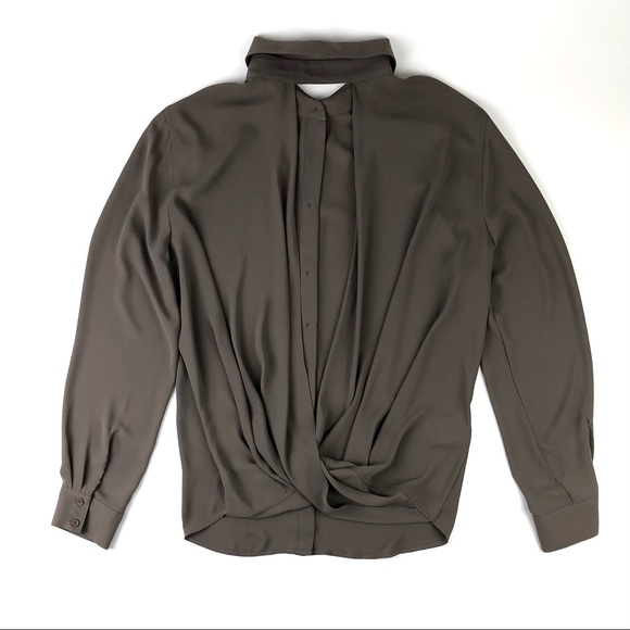 BCBGMAXAZRIA Dianna Open Back Button Down Blouse - Picture 6 of 11